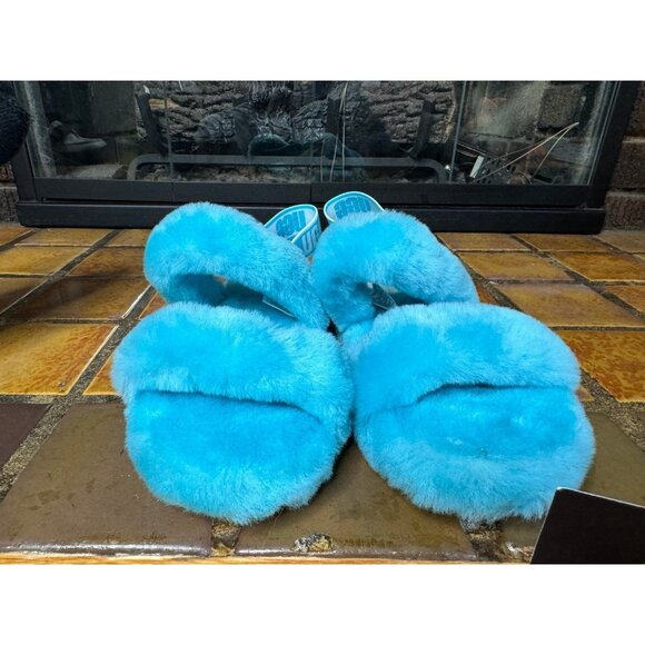 Youth 4 Ugg Australia Oh Yeah Light Blue Fluffy Soft Slippers 1115752K - Picture 3 of 8